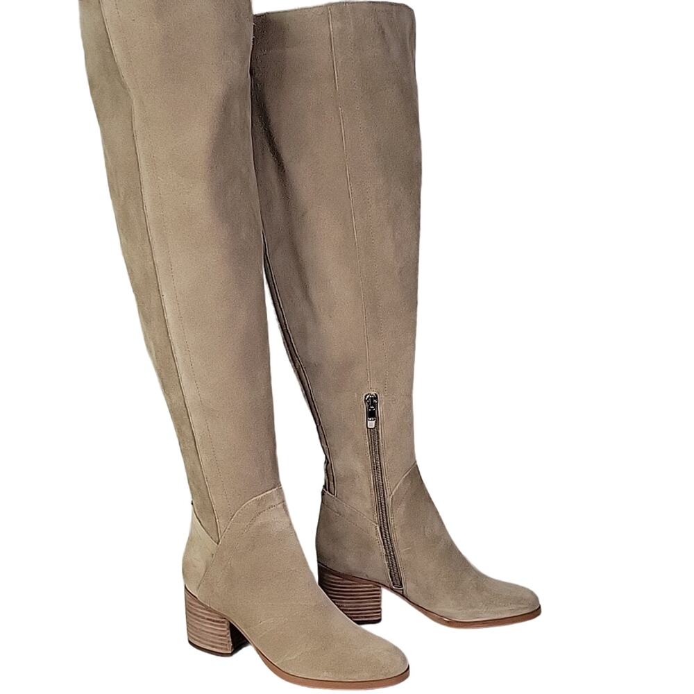 Marc Fisher Omelanie Leather Over The Knee Light Tan Boots Womens Size 5 NEW